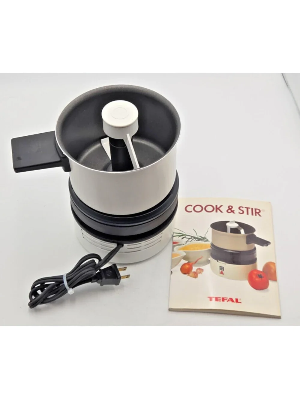 Vintage Tefal Cook & Stir 1L Electric Self-Stirring Saucepan w/ Manual